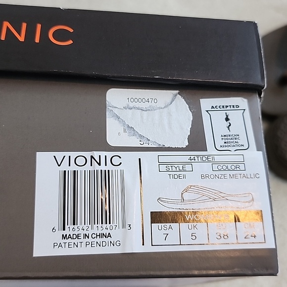 New in Box Vionic Tide II Bronze Metallic Sandals Size 7 - Picture 4 of 5
